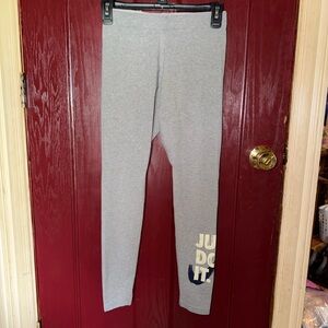 Nike Gray Leggings with 'Just Do It' Lower-Leg Logo
